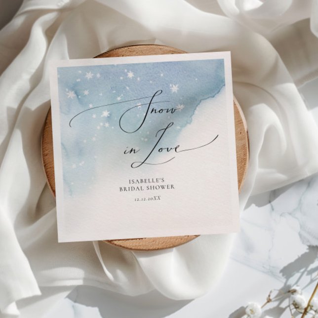 Snow in Love Blue Snowy Bridal Shower Napkins (Creator Uploaded)