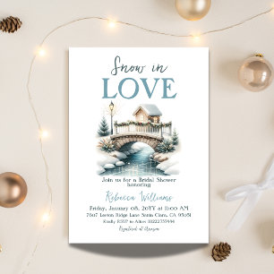 Snow in Love Blue Winter Bridal Shower Invitation