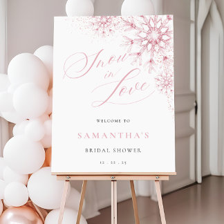 Snow in Love Blush Pink Bridal Shower Welcome Sign