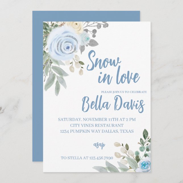 Snow in Love Bridal Shower Invitation (Front/Back)