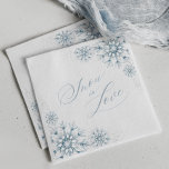 Snow in Love Bridal Shower Napkins<br><div class="desc">Celebrate love with our Snow in Love Bridal Shower napkins,  featuring elegant watercolor snowflakes in soft dusty blue. The modern calligraphy script and silver glitter accents add a chic,  festive touch,  perfect for a winter wonderland bridal shower.</div>
