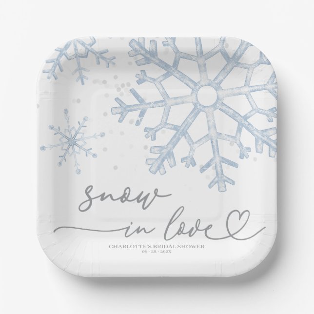 Snow In Love Bridal Shower Paper Plates (Front)