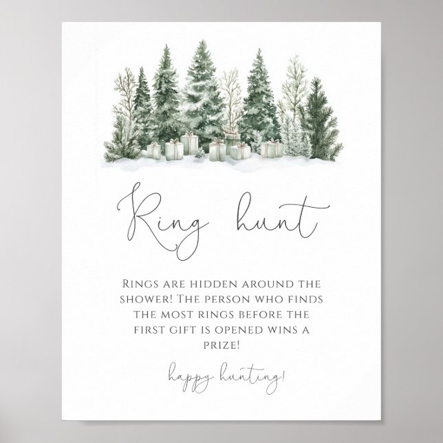 Snow In Love Bridal Shower Ring Hunt Poster (Front)