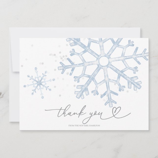 Snow In Love Bridal Shower  Thank You Card (Front)