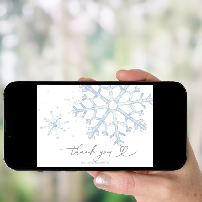 Snow In Love Bridal Shower  Thank You Card (Front Digital)