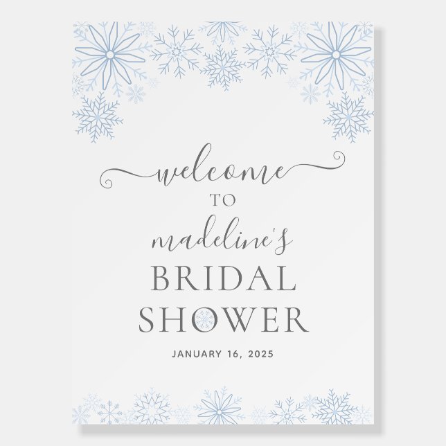 Snow in Love Bridal Shower Welcome Foam Board (Front)