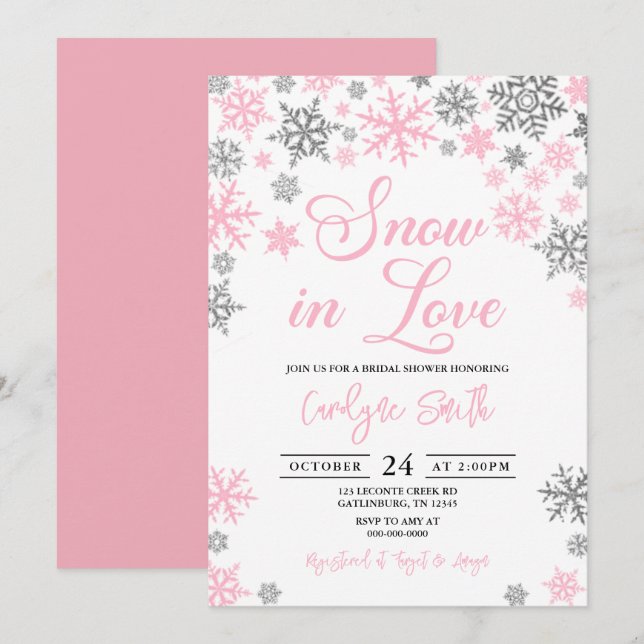 Snow In Love Christmas Bridal Shower Invitation (Front/Back)