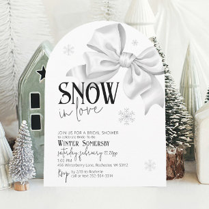 Snow In Love Cute Bow Bridal Shower Winter Arch Invitation