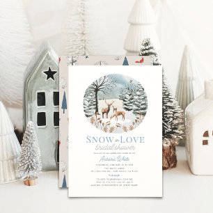 Snow in Love Deer Family Winterscape Bridal Shower Invitation