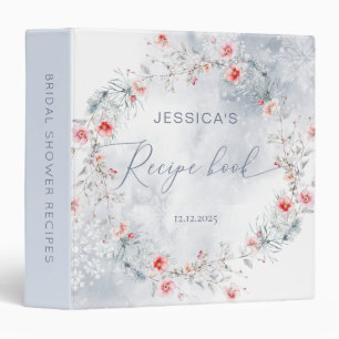 Snow in Love Dusty Blue Bridal Shower Recipe Book 3 Ring Binder