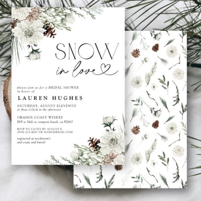 Snow in Love Evergreen Bridal Shower Invitation (Creator Uploaded)