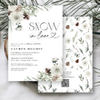 Snow in Love Evergreen QR Bridal Shower invitation