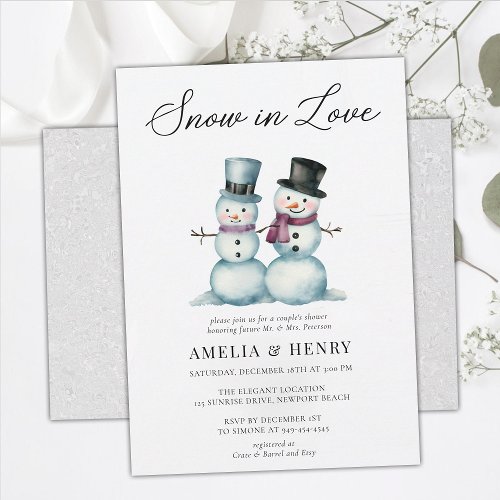 Snow in Love Funny Winter Couples Bridal Shower Invitation