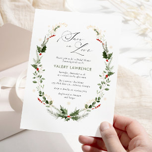 Snow in Love Golden Snowflakes Bridal Shower Invitation