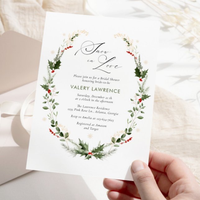 Snow in Love Golden Snowflakes Bridal Shower Invitation (Creator Uploaded)