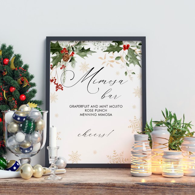 Snow in Love Mimosa Bar Winter Bridal Shower Poster (Creator Uploaded)