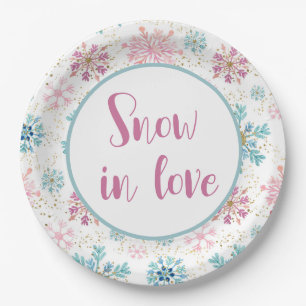 Snow in Love Paper Plates, Snowflakes Plates