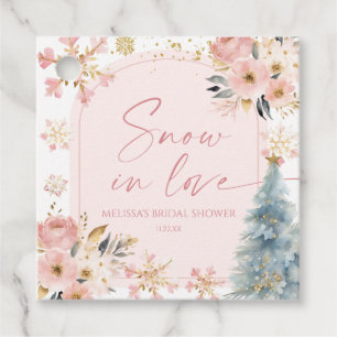 Snow In Love Pink Snowflake Winter Bridal Shower Favor Tags