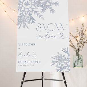 Snow in Love Snowflake Blue Bridal Shower Welcome Foam Board