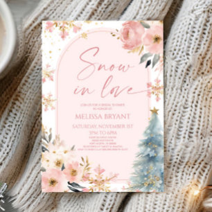 Snow In Love Snowflake Pink Winter Bridal Shower Invitation