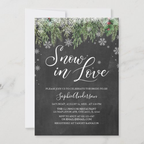 Snow in Love Snowflake Winter Bridal Shower Invitation