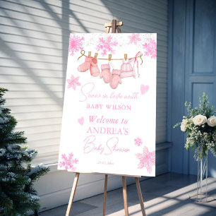 Snow in love snowflakes baby shower welcome sign
