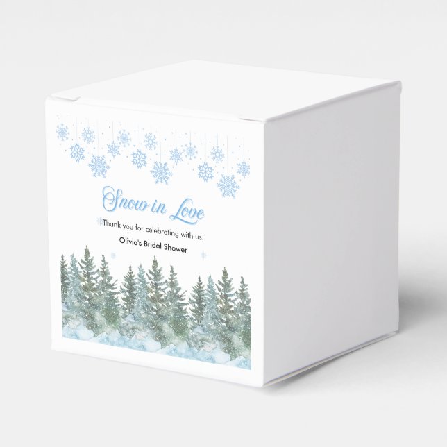 Snow in Love Snowflakes Bridal Shower Thank You  Favor Boxes (Front Side)