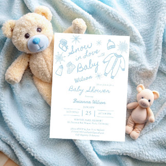 Snow in love snowflakes winter baby shower invitation