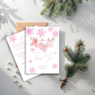 Snow in love snowflakes winter baby shower thank you card