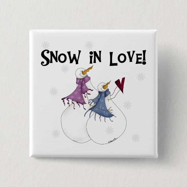 Snow in Love Snowman T-shirts and Gifts Pinback Button (Front)