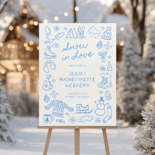 Snow In Love Whimsical Winter Bachelorette Welcome Foam Board
