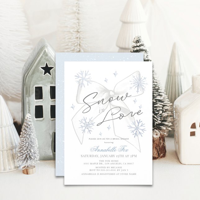 Snow in Love White Bow Snowflake Bridal Shower Invitation (Creator Uploaded)