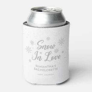 Snow in love White Winter Bachelorette Favor Can Cooler
