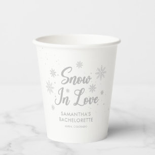 Snow in love White Winter Bachelorette  Paper Cups