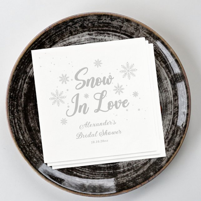 Snow in love White Winter Bridal Shower Napkins (Creator Uploaded)