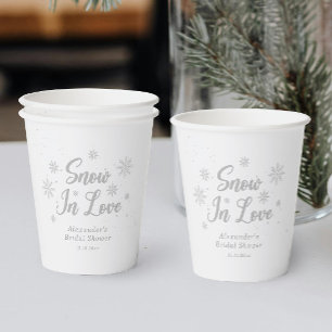 Snow in love White Winter Bridal Shower Paper Cups