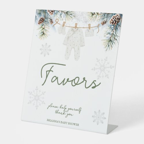 Snow in love winter baby shower favors table