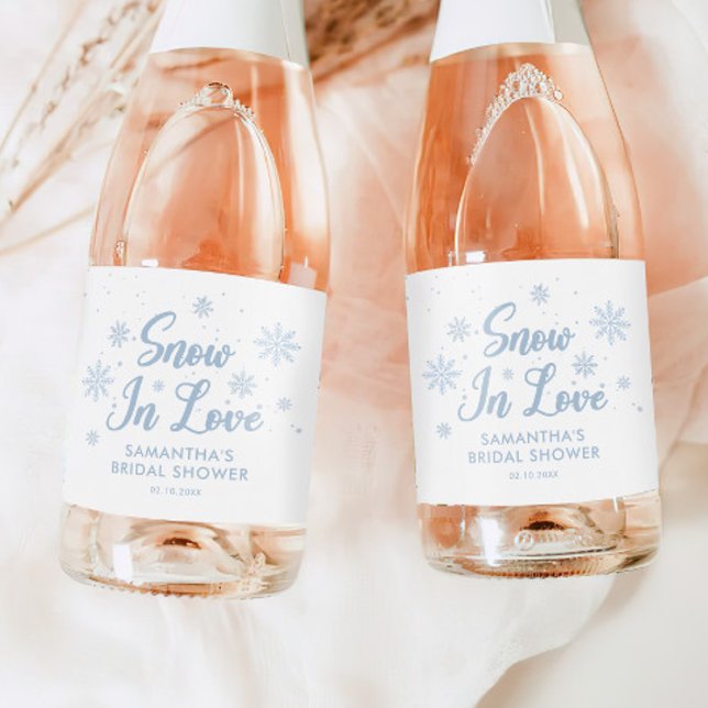 Snow In Love Winter Bridal Shower Champagne  Sparkling Wine Label (Creator Uploaded)