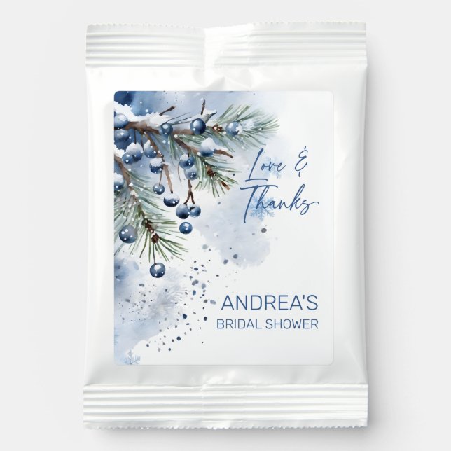 Snow in love winter bridal shower favors hot chocolate drink mix (Front)