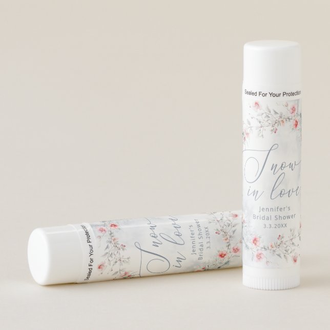 Snow in Love Winter Bridal shower favors Lip Balm (Front)