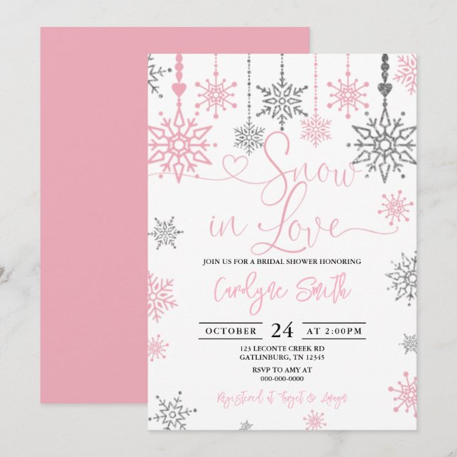Snow In Love Winter Bridal Shower Invitation (Front/Back)