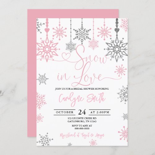 Snow In Love Winter Bridal Shower Invitation