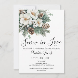 Snow In Love Winter Bridal Shower Invitation