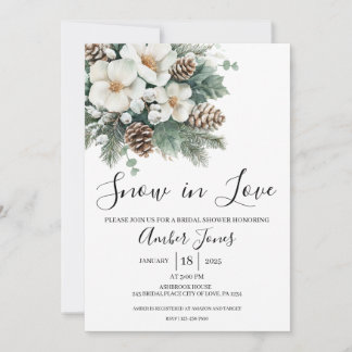 Snow In Love Winter Bridal Shower Invitation