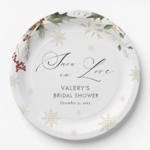 Snow in Love Winter Bridal Shower Paper Plates
