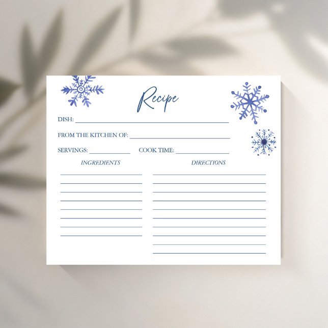 Snow in love winter bridal shower recipe card (Snow in love winter bridal shower recipe card)
