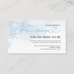 Snow in Love Winter Bridal Shower Recipe Request Enclosure Card