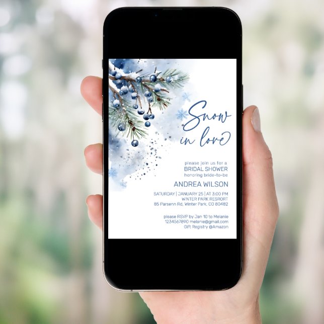 Snow in love winter bridal shower template (Front Digital)