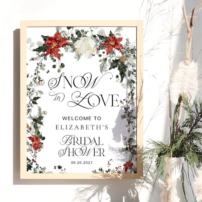 Snow In Love Winter Bridal Shower Welcome Poster (Creator Uploaded)