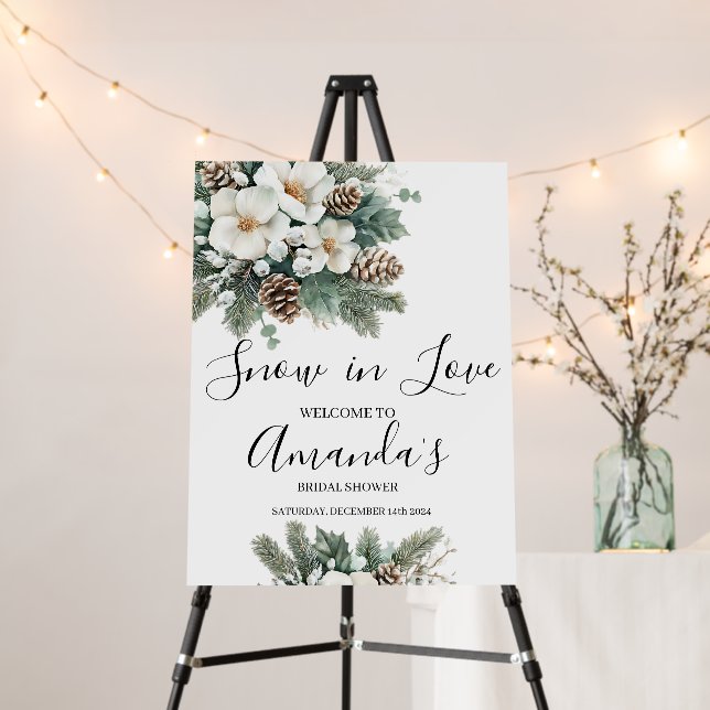 Snow In Love Winter Bridal Shower Welcome Sign (In Situ (Stand))